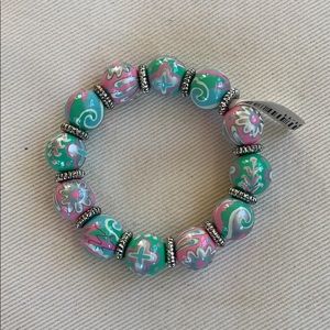Angela Moore hand painted beaded bracelet